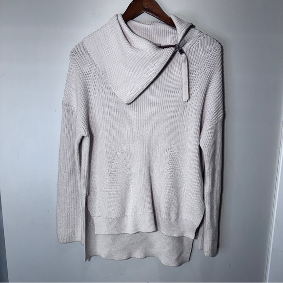 Allsaints Kadine Funnel Roll Neck Sweater Hush Pink Size Small Cotton Wool - Picture 2 of 11